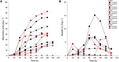 Production of secondary metabolites in stirred tank bioreactor co-cultures of Streptomyces noursei and Aspergillus terreus